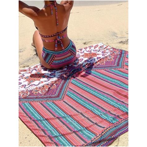 Swim Boho Print Cut Out Halter High Waisted Bikini Cover Up Poshmark