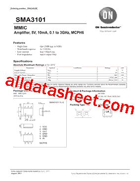 SMA3101 TL E Datasheet PDF ON Semiconductor