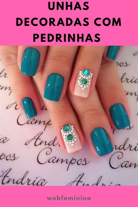 Unhas Com Pedrinhas Simples - Unhas Decoradas Com Pedrinhas Passo A Passo | Unhas azuis decoradas ...