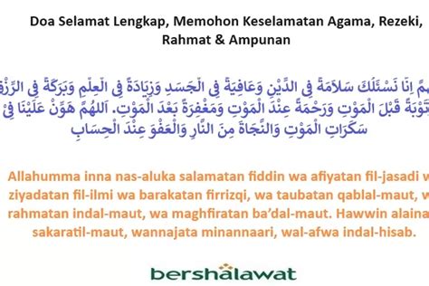 Doa Selamat Lengkap Memohon Keselamatan Agama Rezeki Dan Rahmat