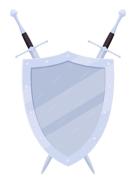 Скрещенные мечи и щит геральдический знак герба | Премиум векторы