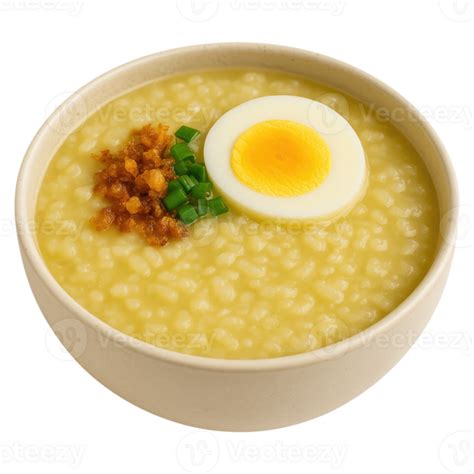 arroz caldo filipino rice porridge  egg  crispy garlic topping