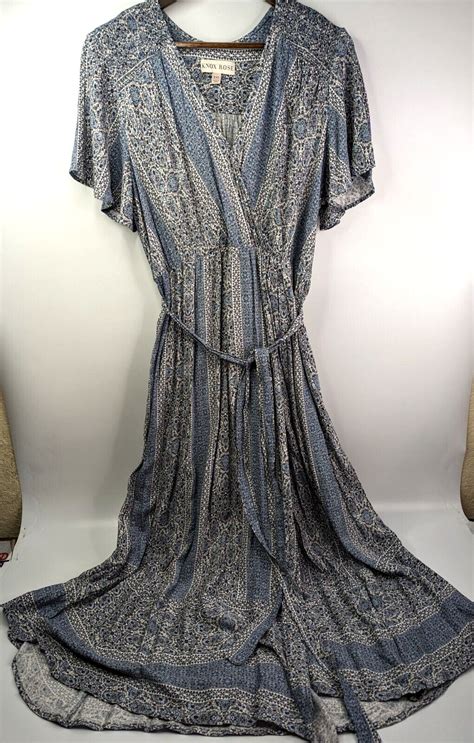 Knox Rose Xxl Maxi Blue Boho Wrap Dress Rayon Plus Si… Gem