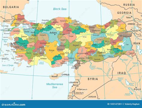 carte de la turquie illustration de vecteur illustration stock