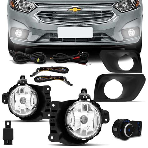 Kit Farol Milha Lt Onix Prisma Moldura Preta R