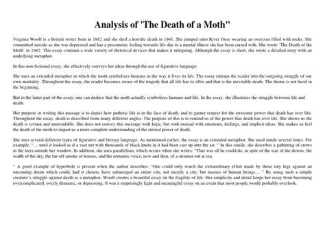Death Of A Moth Analysis