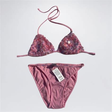 Y K Pink Sequin Bikini Y K Bikini Y K Sequin Depop