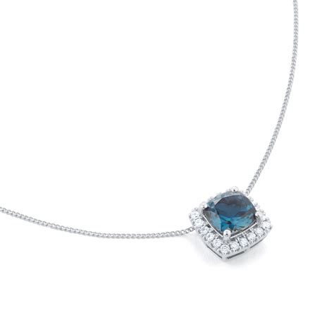 Goldsmiths 18ct White Gold 020cttw Diamond Halo London Blue Topaz