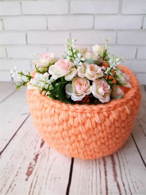 Корзина вязаная для хранения "Мандаринка" – заказать на Ярмарке ...