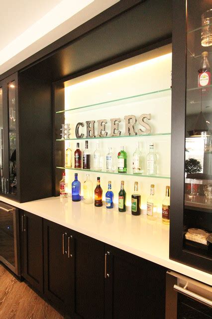 Glass Shelves In Bar With Back Painted Glass Behind Modern Home Bar Other By Denise