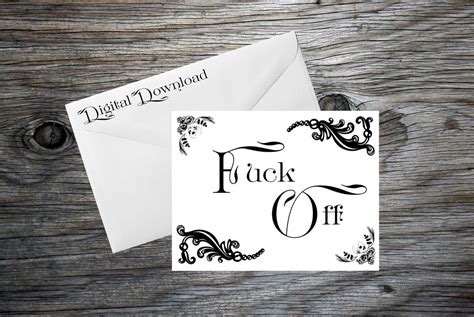 Fuck Off Printable Card Fuck Off Gothic Card Etsy