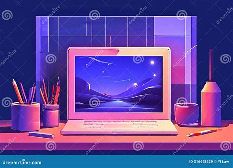 Laptop With Blank Screen On Table Designer Workplace Editorial Stock