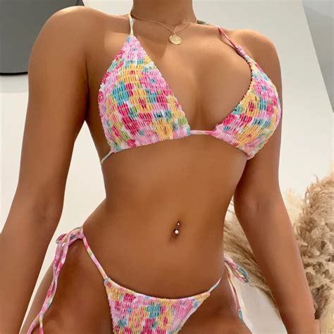 Bathing Suit Women S New Sexy Bikini Harajuku Fashion Hot Swimsuit Women Split Printing Micro