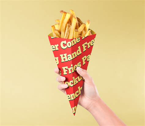 Psd French Fries Paper Cone Mockup Pixeden Club