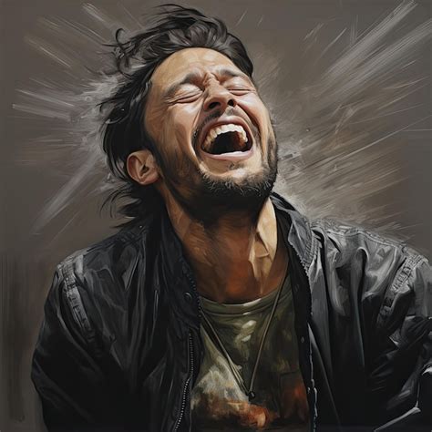 Premium AI Image A Man Laughing With His Eyes Closed