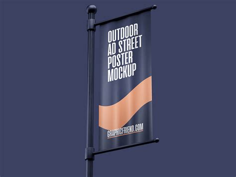 road pole vertical banner mockup psd psfiles