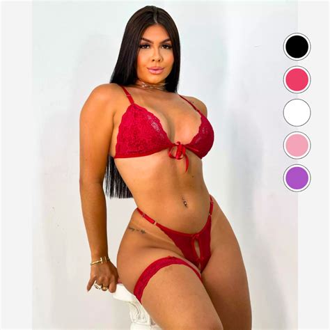 Conjunto Lingerie Renda Sexy de Calcinha e Sutiã Espera Marido Apressado Sensual Conforto Perna