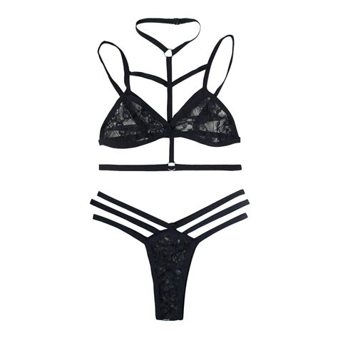 Women Halter Neck Hloolw X Pasties For Women Lingerie Set Lace Bra Plus Size Lingerie Gowns X