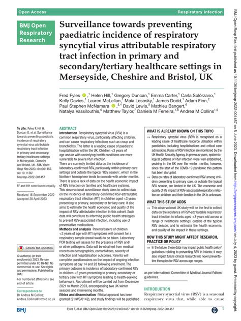 PDF Surveillance Towards Preventing Paediatric Incidence Of