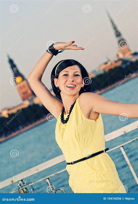 Dancing Brunette Woman Stock Photo Image Of Attractive