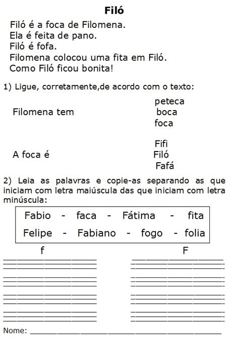 Aprendendo A Tia Polly Atividades Letra F