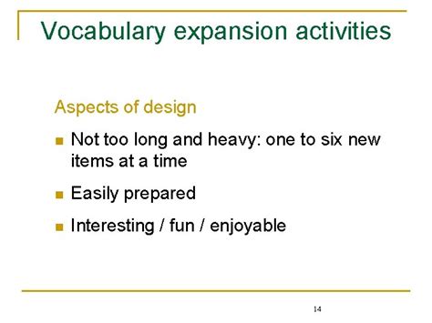 Vocabulary Expansion Going Beyond The Textbook Penny Ur