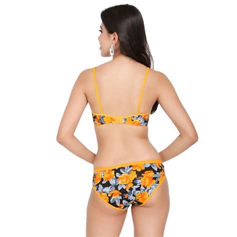 Cotton Bikini Printed Flower Bra Panty Set Floral Print At Rs Set In New Delhi
