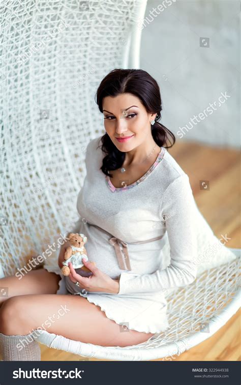 Portrait Beautiful Sexy Pregnant Brunette White Stock Photo 322944938 Shutterstock