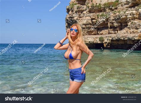 Sexy Blonde Model Bikini On Beach Stock Photo Edit Now 1253181715