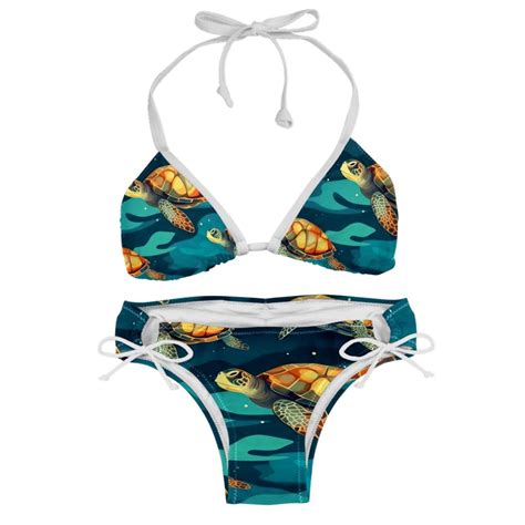 Turtle Seamless Detachable Sponge Adjustable Strap Bikini Set Two Pack For Swimwear And