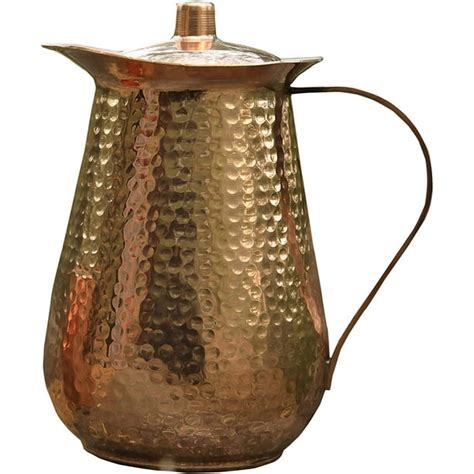 Pure Copper Pitcher Jug For Drinking Water With Lid Water Carafe 68 Oz Pitchers And Drinking Sets