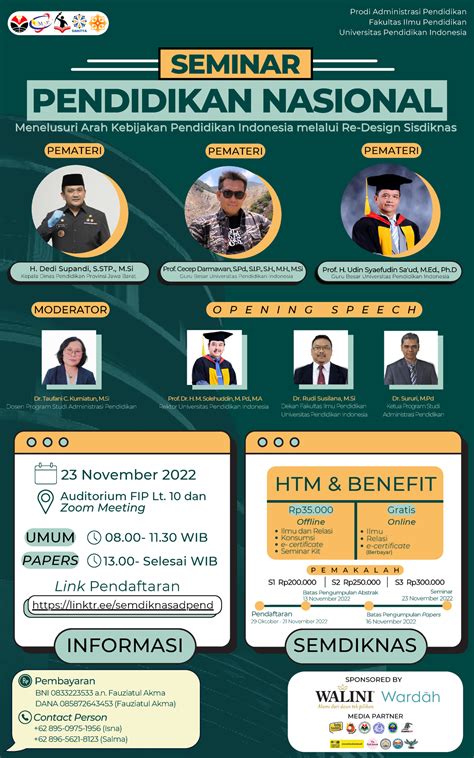 Pamflet Semdiknas Pendaftaran Batas Pengumpulan Abstrak Seminar