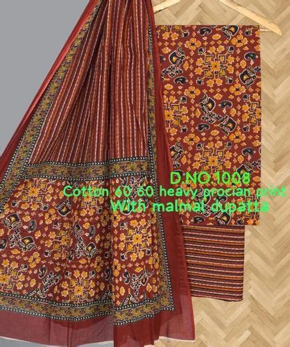 Maroon Unstitched Cotton Salwar Suit At Rs Meter Cotton Unstitched