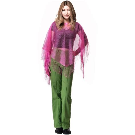 Sparkly Hot Pink Fishnet Womens Costume Poncho BIG W