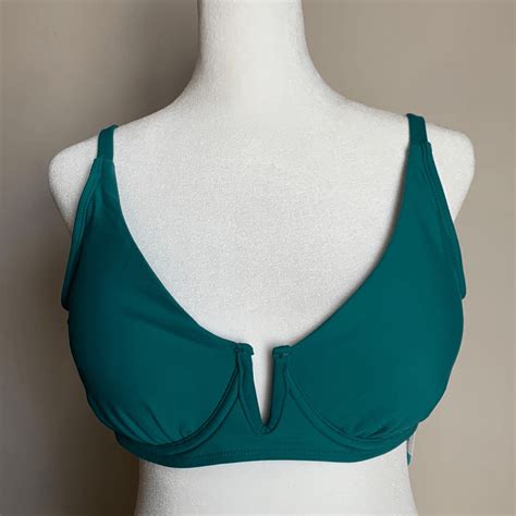 Anne Cole Green Bikini Top Large New Nwt Teal Underwire Padded Womens