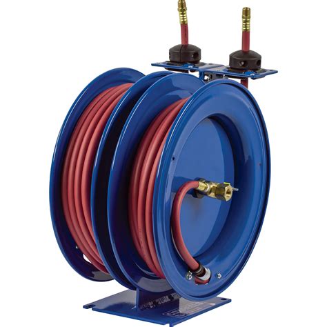 Coxreels Dual Air Hose Reel — With 38in X 50ft Pvc Hoses Max 300