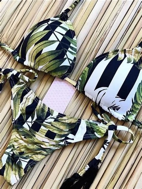 2019 Women Print Bikini Set Push Up Swimsuit New Summer Sexy Swimwear Triangle Bathing Suit