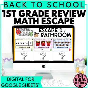 1st Grade Back To School Digital Escape Room Math Activity For Google