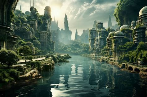 View Of Futuristic City With Greenery And Vegetation Ai Generated Image