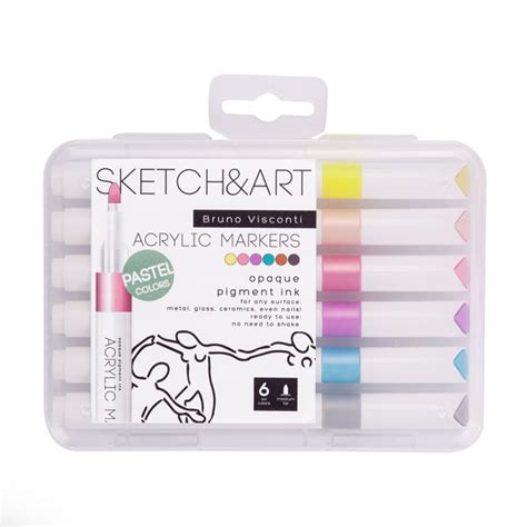 Набор маркеров акриловых "SKETCH&ART" пастельные цвета 6 цв. Арт. 22 ...