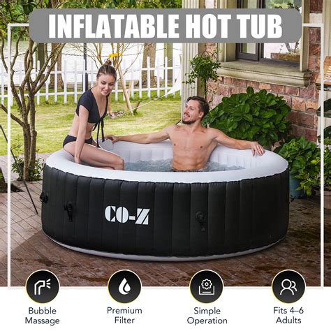 CO Z Inflatable Hot Tub Portable Person Round Spa Tub For Patio Backyard Black Walmart