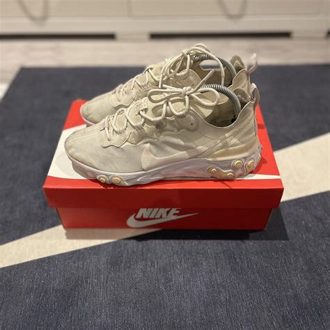 Nike React Element 55 - Pale Ivory, Pink and White.... - Depop