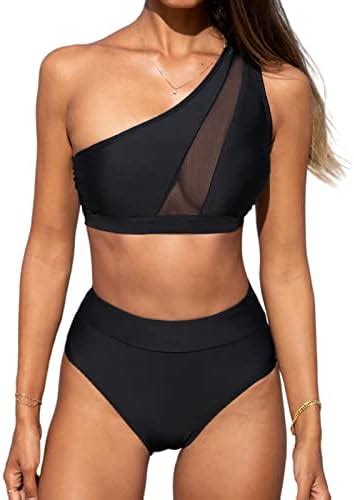Amazon Cupshe Bikini Set For Women Two Piece Swimsuits High Waisted One Shoulder Top Wide