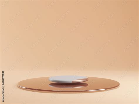 Beige 3d Render Pedestal For Products Template Podium For Cosmetics Natural Nude Color And