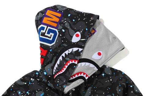 Худи BAPE Space Camo Shark Full Zip Double Hoodie Black Multi купить ...