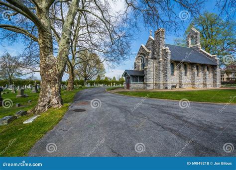 Chapel And Road At Mount Olivet Cemetery In Frederick Maryland Stock