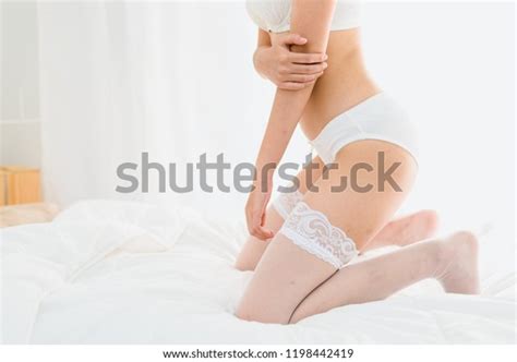 Beautiful Sexy Woman White Lingerie Sitting Stock Photo Shutterstock