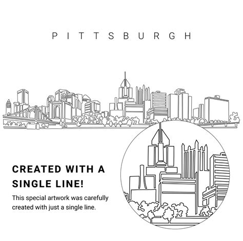 Pittsburgh Pa Skyline Vector Art Digital Download Everlineart