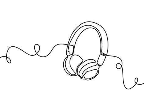 One Line Drawing Headphones Music Theme Vector Illustration Minimalist Design Stock Vector Image