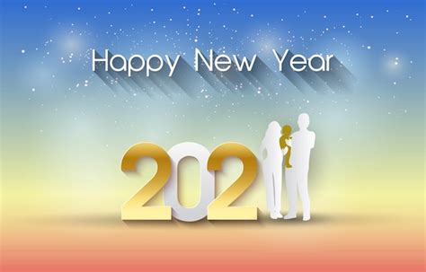 Premium Vector | Beautiful happy new year 2023 with family silhouette ...